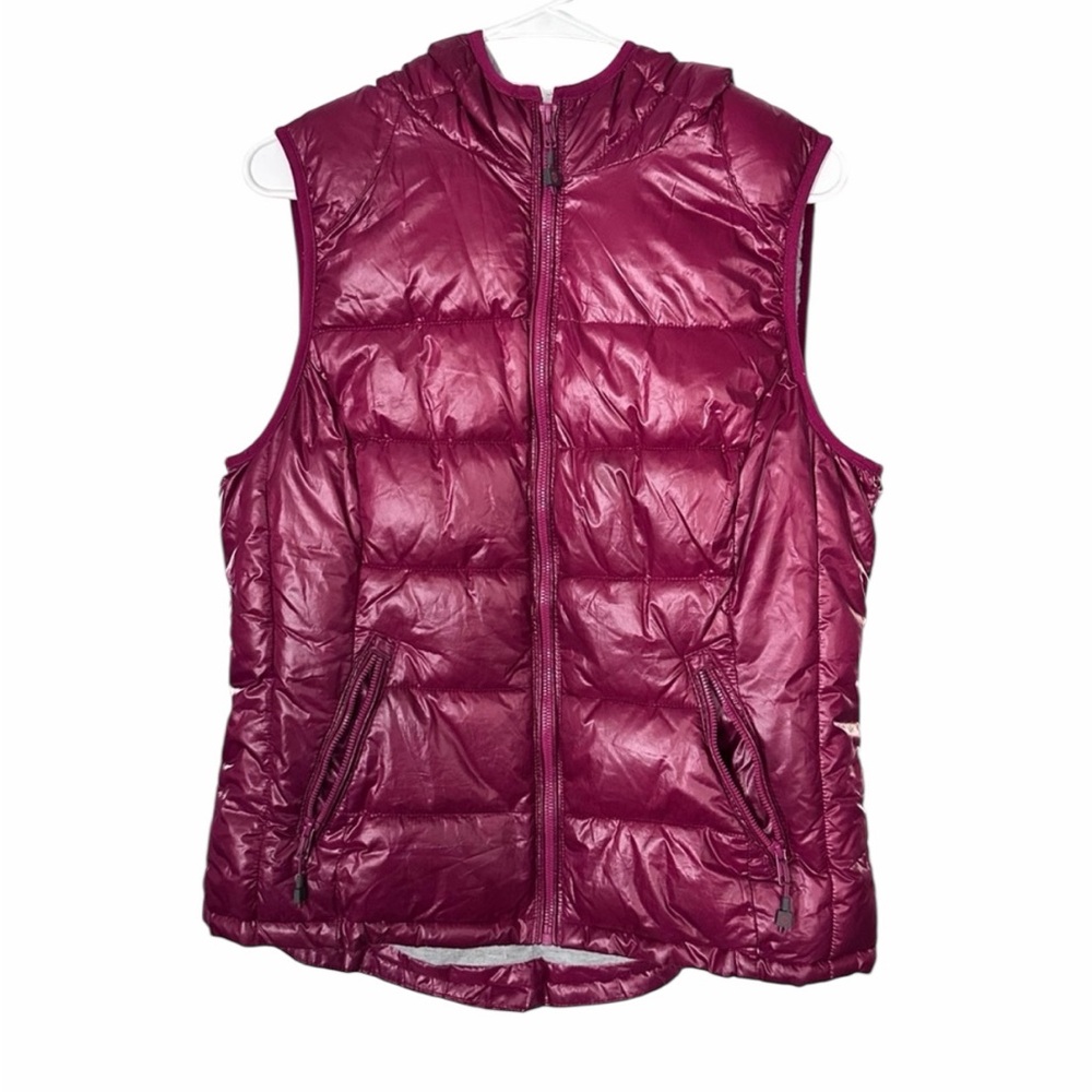 Tangerine Women’s Active Insulated Puffer Vest W/Hood Ruby Red Sz Large PreLoved